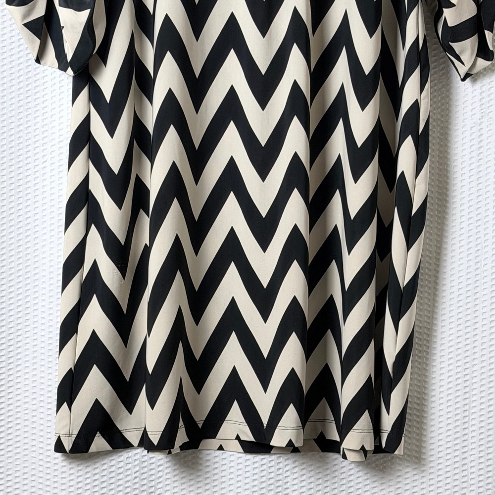 Tacera Shift Dress Women Plus Size 2X Black Chevron Mod Business Relaxed Knit - Picture 9 of 9